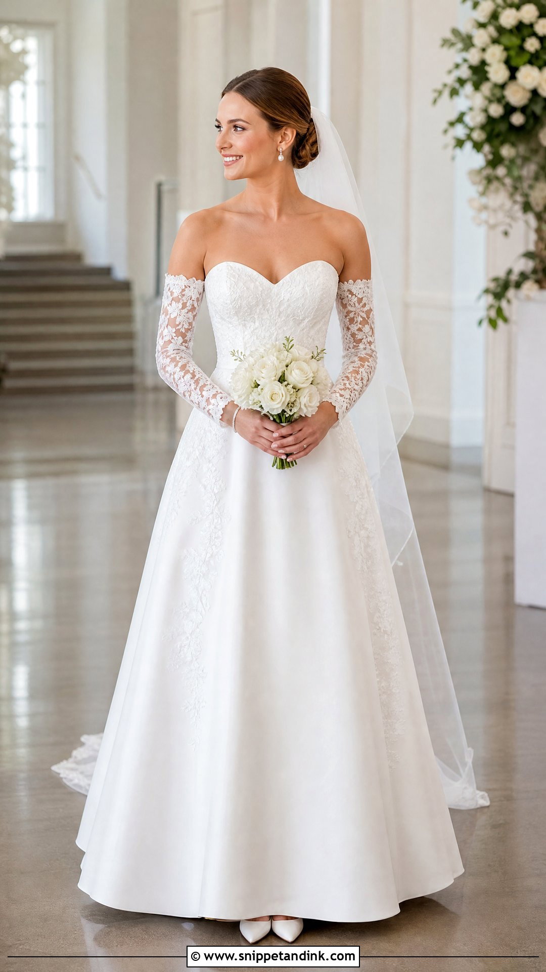 A Line Wedding Dress With Detachable Sleeves - Snippet and Ink - 25 Aline Wedding Dress with Sleeves