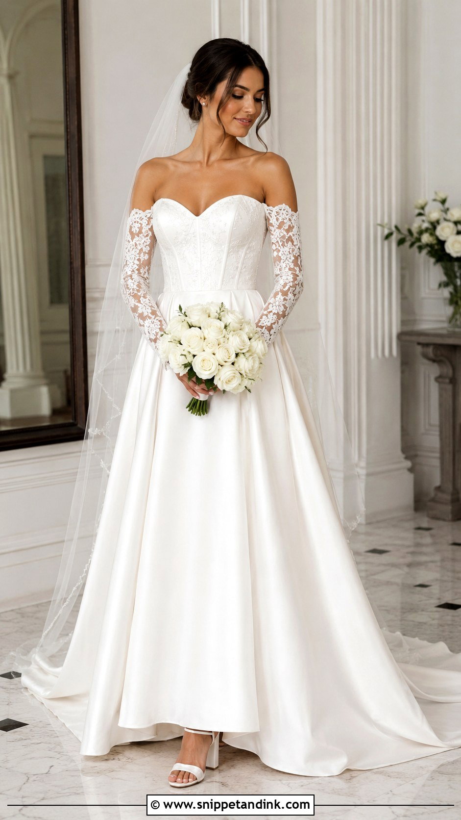 A Line Wedding Dress With Detachable Sleeves - Snippet and Ink - 20 Classic a Line Wedding Dress Ideas