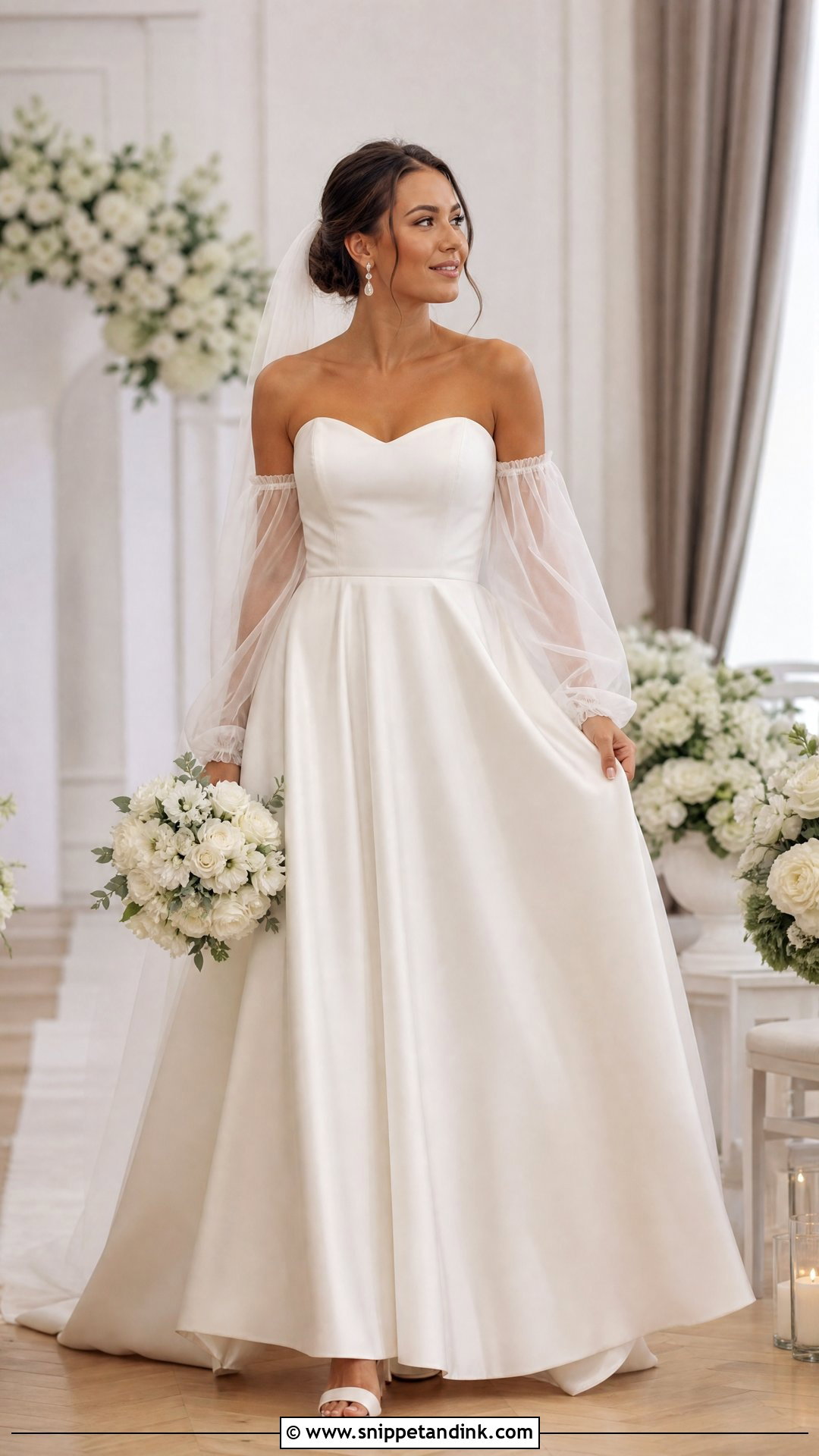 A Line Wedding Dress With Detachable Sleeves - Snippet and Ink - 20 Simple Aline Wedding Dress Ideas