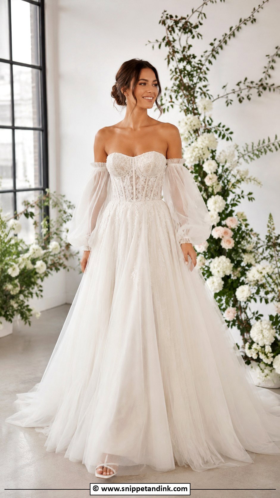 A Line Wedding Dress With Detachable Sleeves - Snippet and Ink - 30 A-Line Wedding Dress Ideas