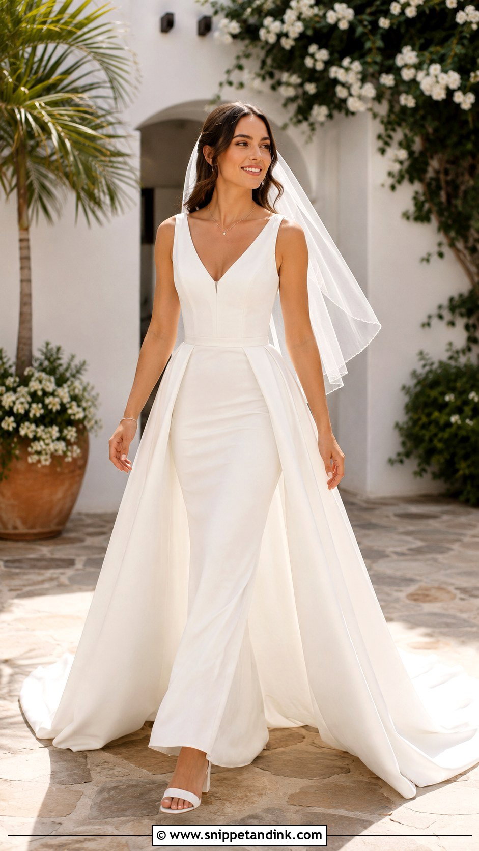 A Line Wedding Dress With Detachable Train Skirt - Snippet and Ink - 20 Wedding Dresses with Detachable Skirt