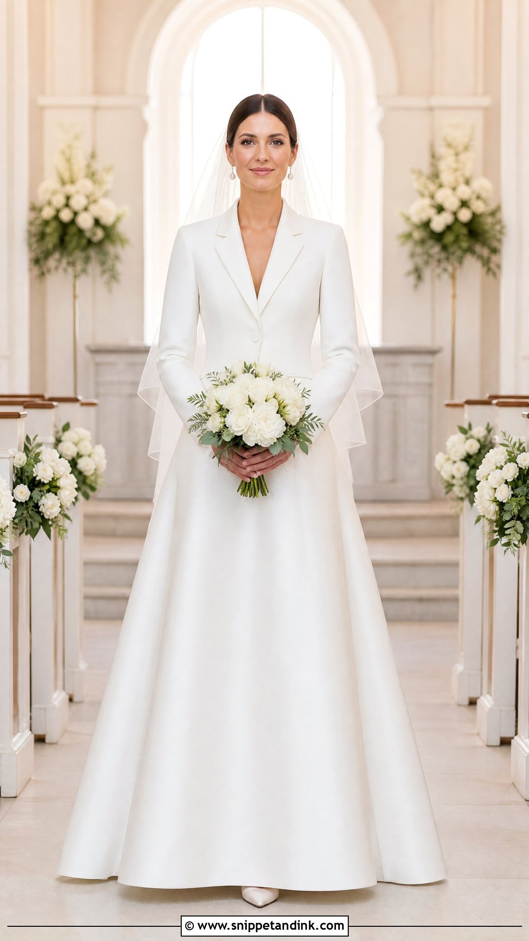 A Line Wedding Dress With Fitted Blazer - Snippet and Ink - 20 Wedding Dress with Blazer Ideas