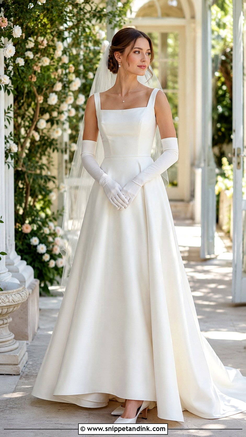 A Line Wedding Dress With Gloves - Snippet and Ink - 25 Wedding Dresses with Gloves