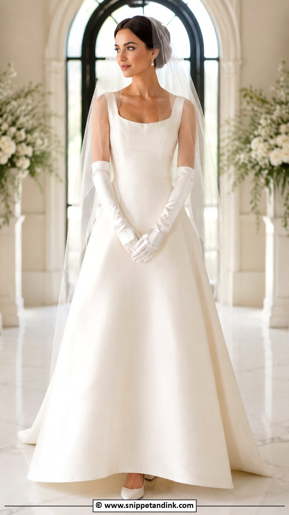 A Line Wedding Dress With Gloves - Snippet and Ink - 30 Wedding Dress with Gloves Ideas