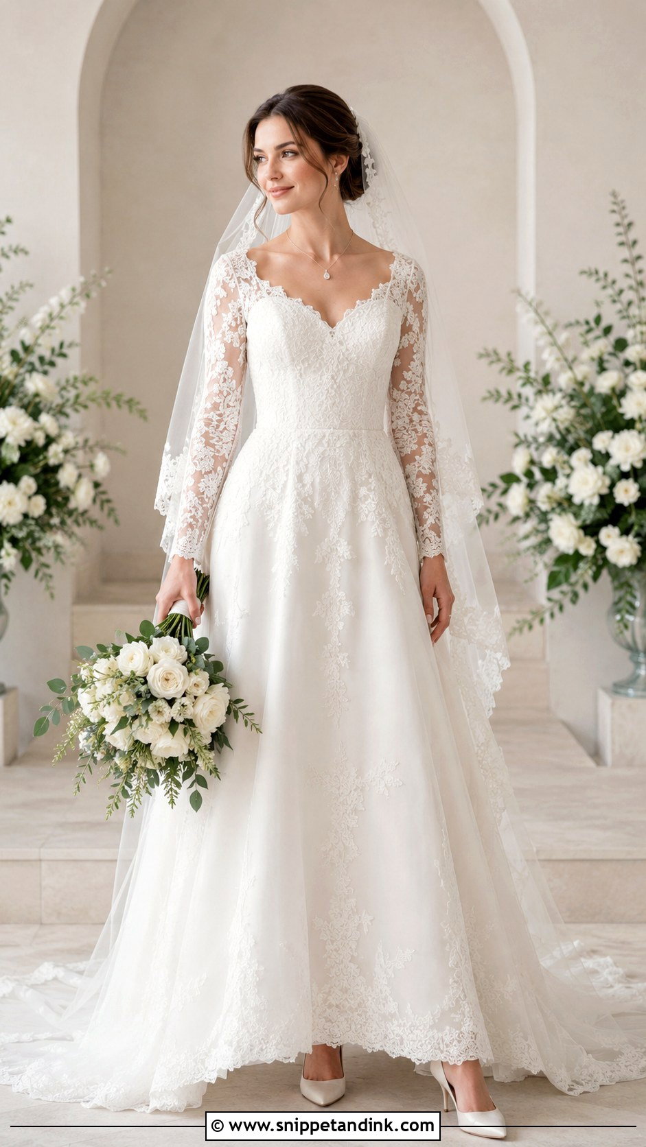 A Line Wedding Dress With Long Sleeves - Snippet and Ink - 25 Wedding Dress with Long Sleeves