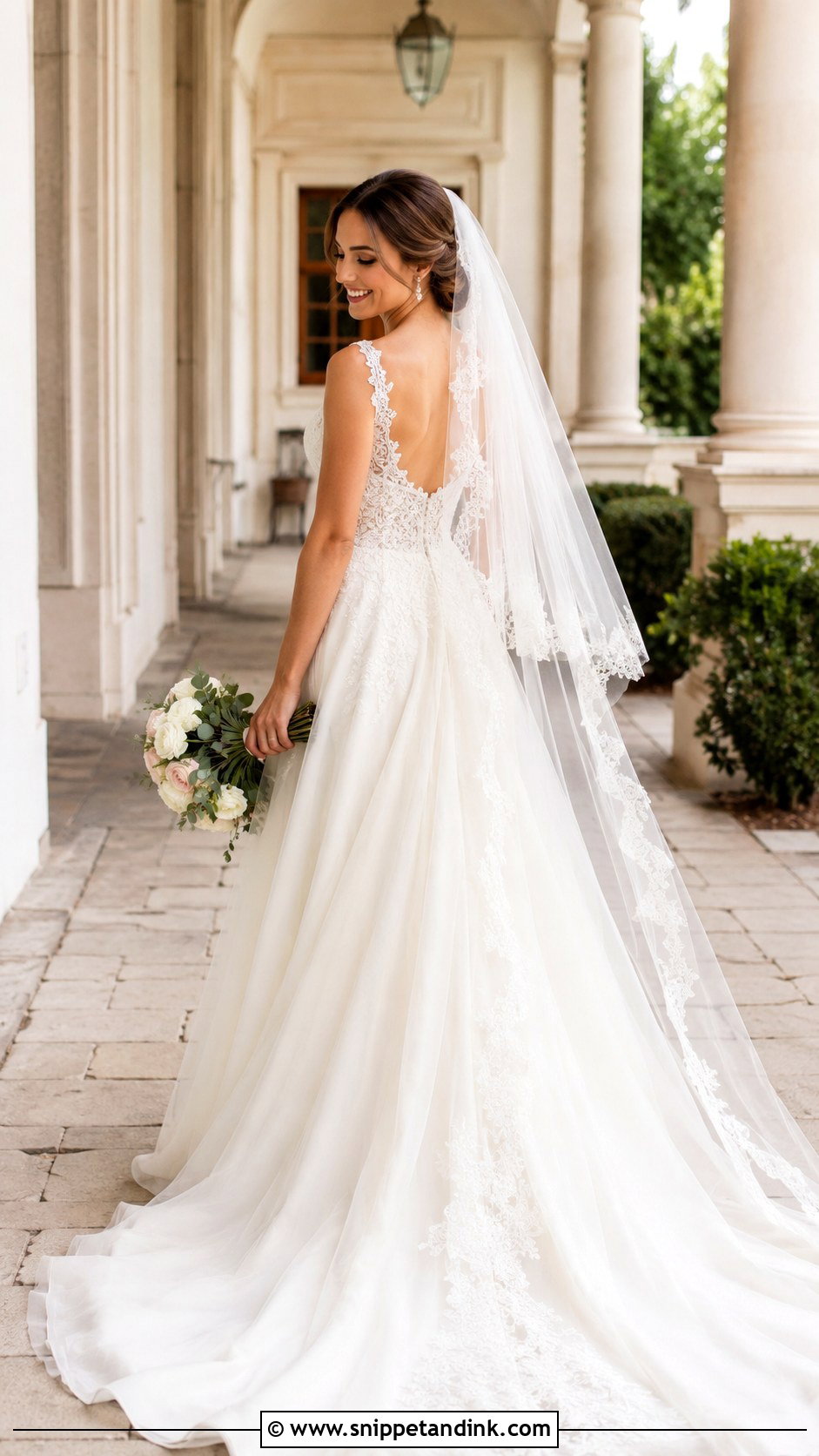 A Line Wedding Dress With Long Train - Snippet and Ink - 25 Long Train Wedding Dresses