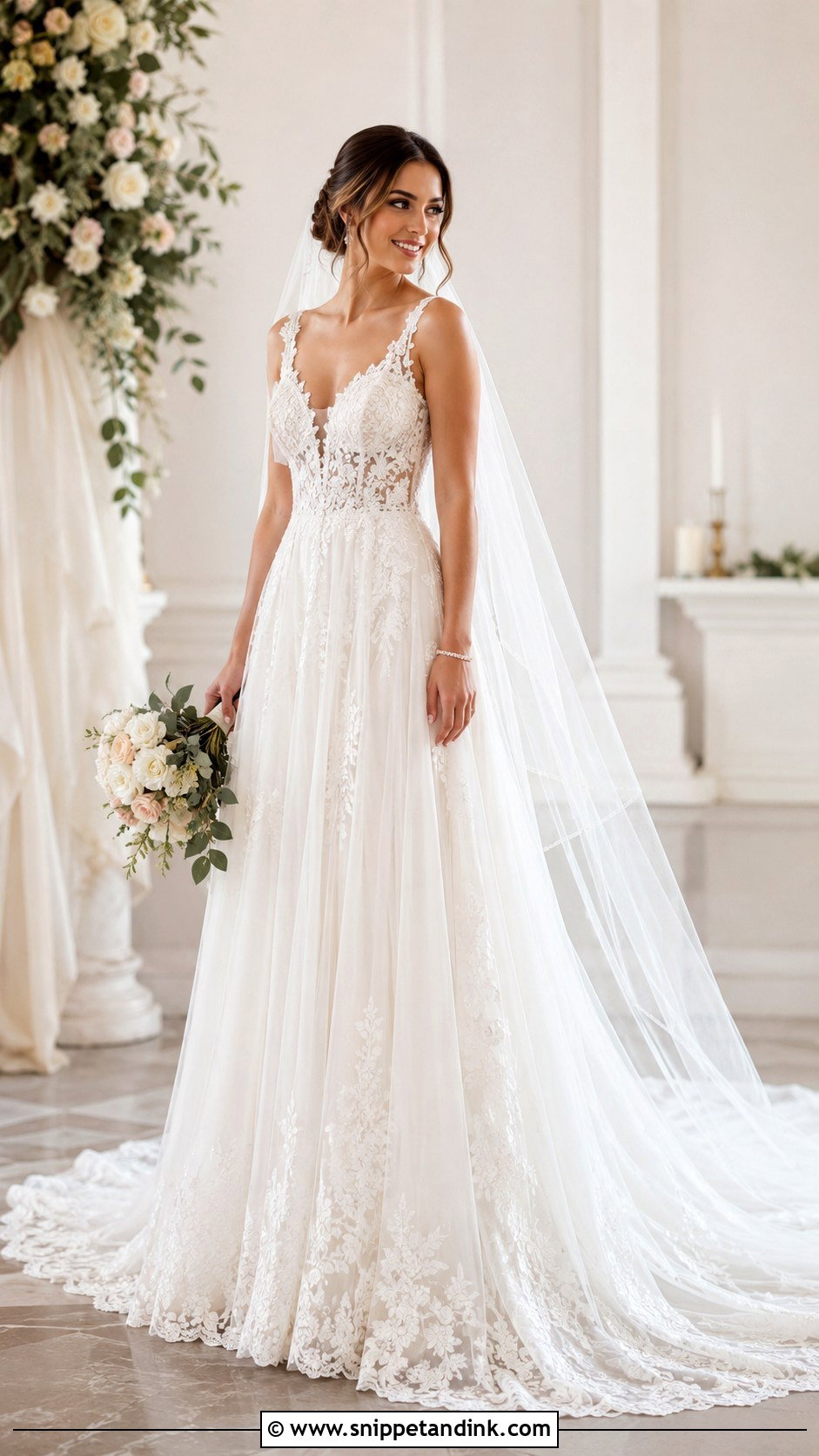 A Line Wedding Dress With Long Train - Snippet and Ink - 25 Long Train Wedding Dress Ideas