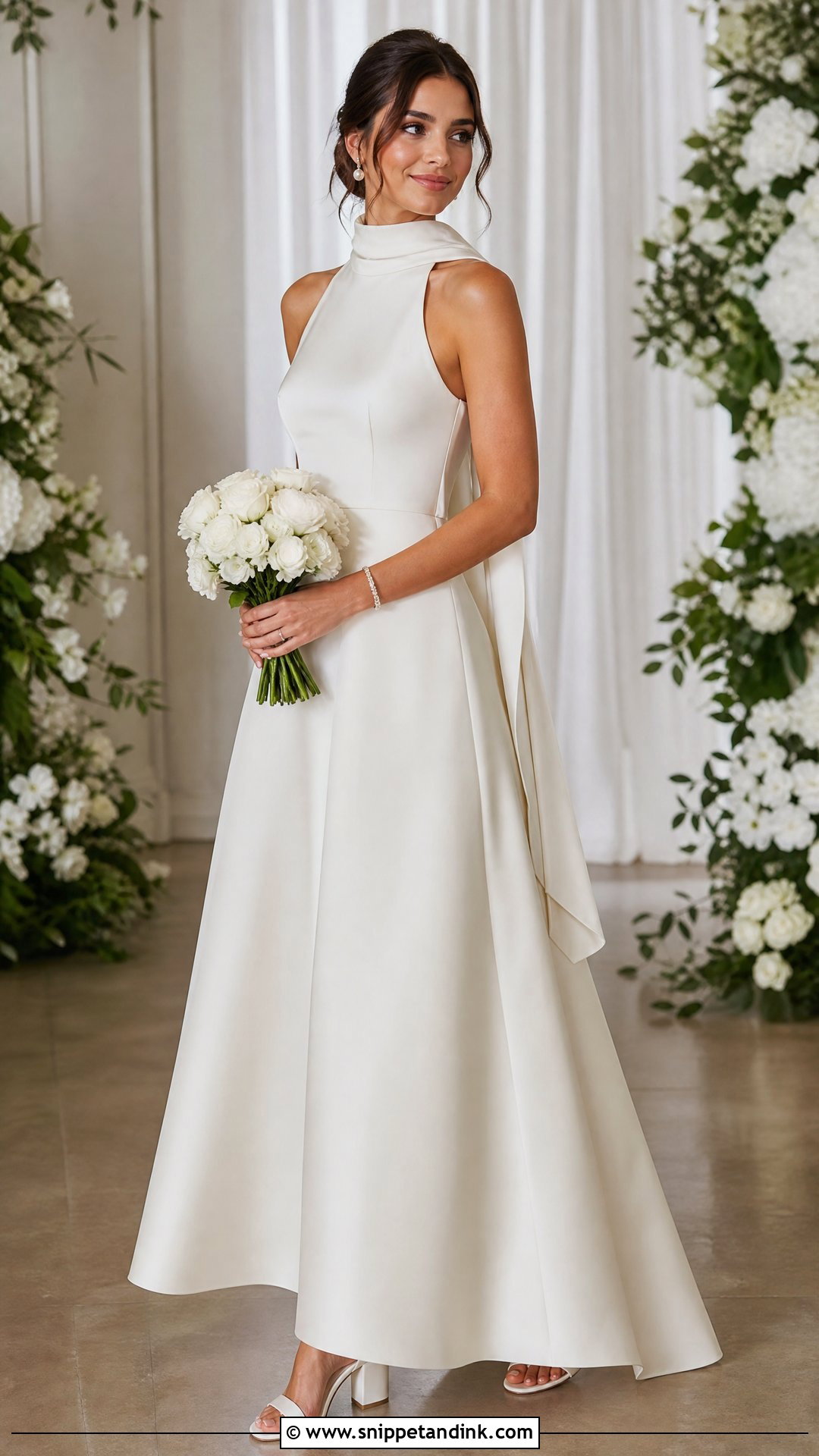 A Line Wedding Dress With Neck Scarf - Snippet and Ink - 25 Wedding Dress with Neck Scarf Ideas