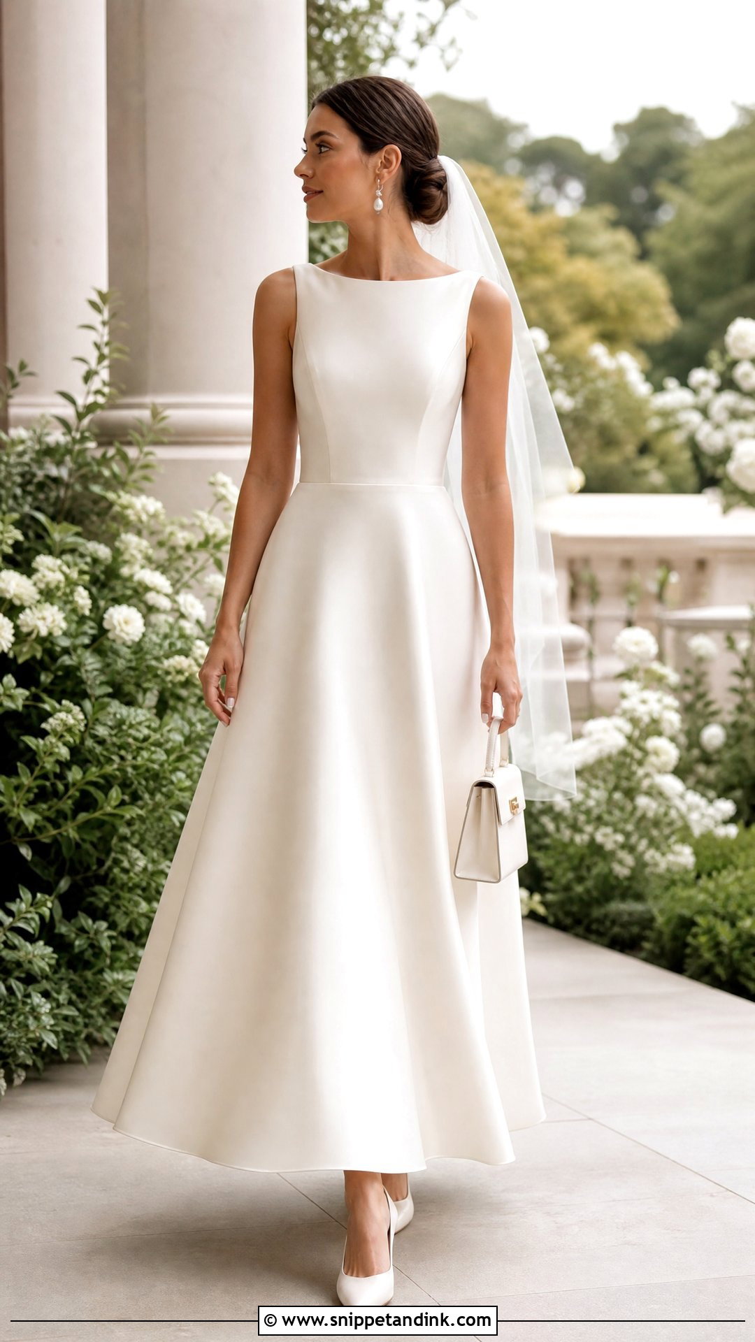 A Line Wedding Dress With Pearl Accessories - Snippet and Ink - 20 Online Wedding Dress Ideas