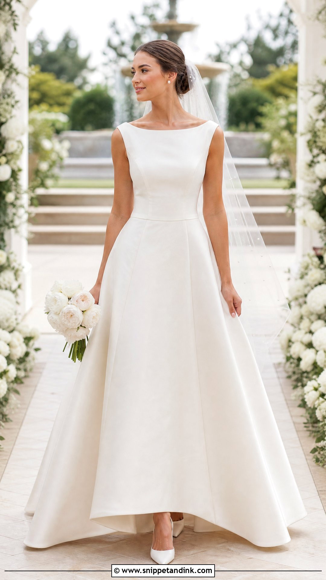 A Line Wedding Dress With Pearl Veil - Snippet and Ink - 20 Top Wedding Dresses