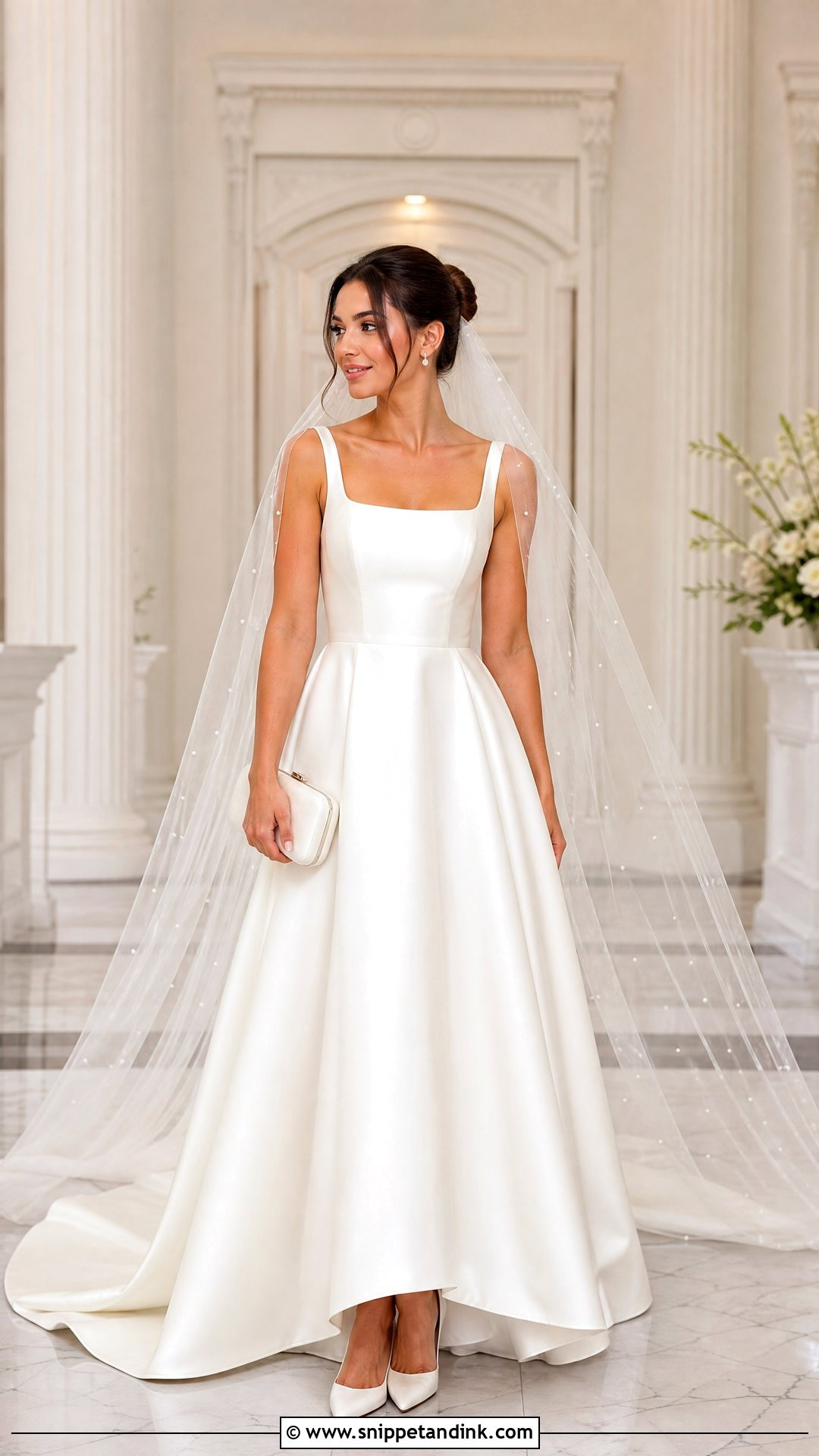 A Line Wedding Dress With Pearl Veil - Snippet and Ink - 25 Gorgeous Wedding Dress Ideas
