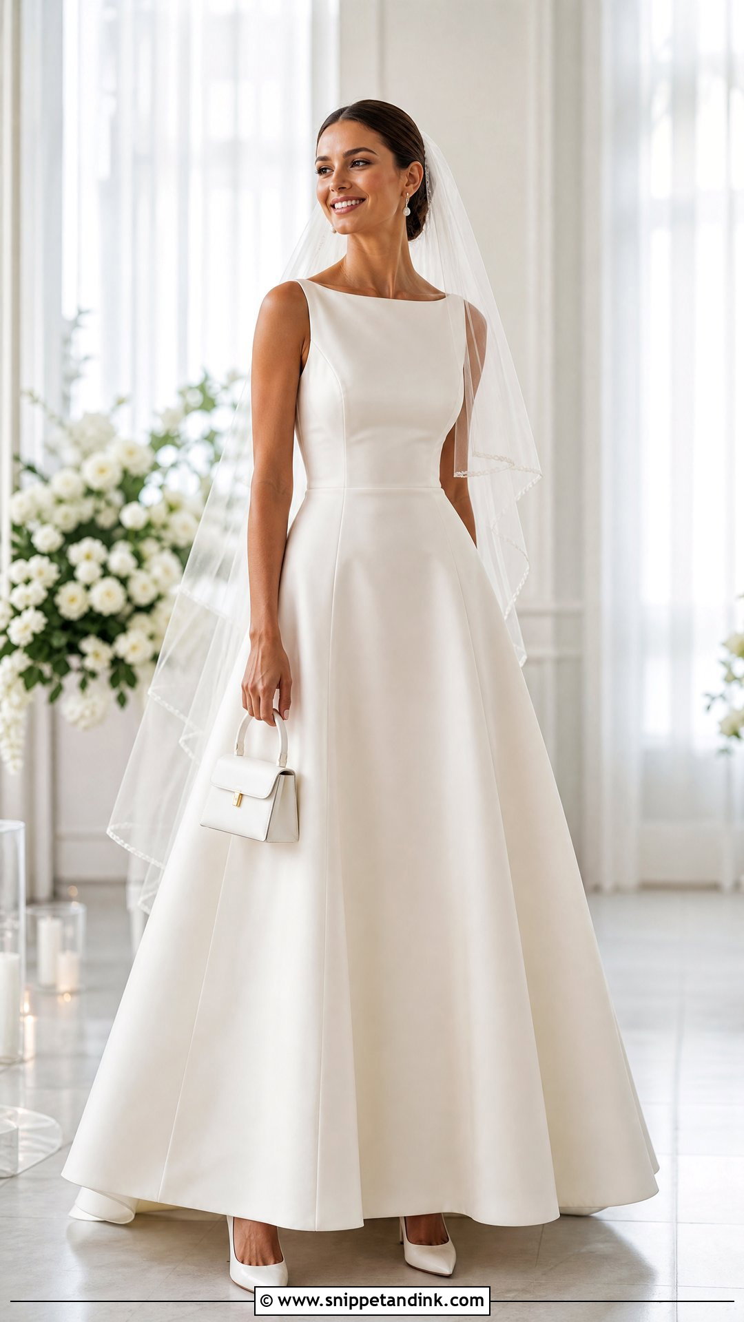 A Line Wedding Dress With Satin Pumps - Snippet and Ink - 25 Wedding Footwear Ideas