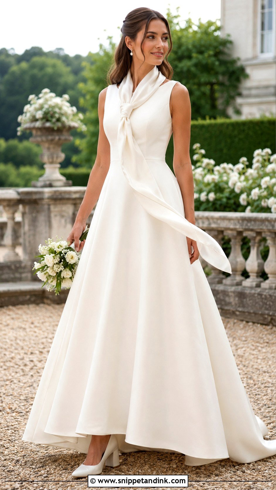 A Line Wedding Dress With Silk Scarf - Snippet and Ink - 20 Wedding Dresses with Scarf