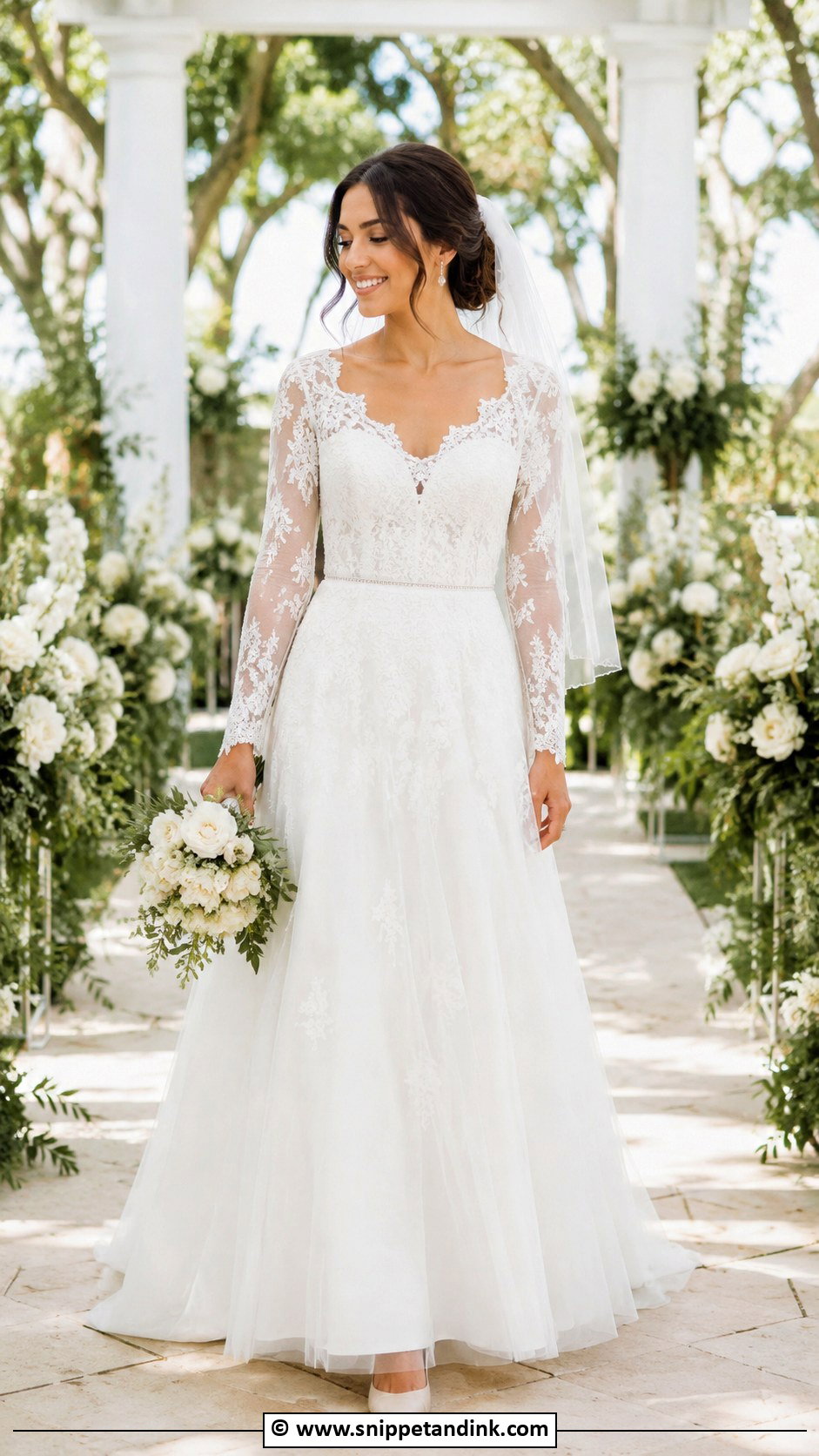 A Line Wedding Dress With Sleeves - Snippet and Ink - 35 Wedding Dresses with Sleeves