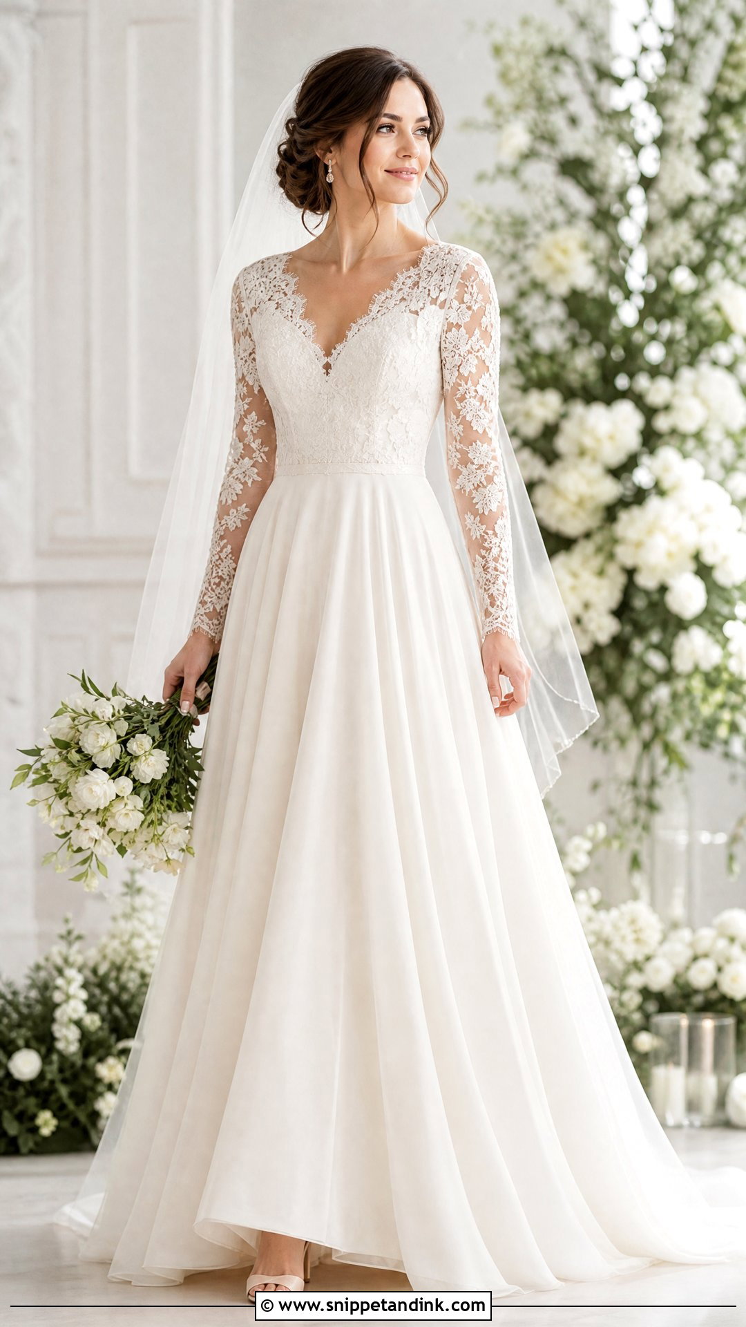 A Line Wedding Dress With Sleeves - Snippet and Ink - 25 Elegant Wedding Dress with Sleeves