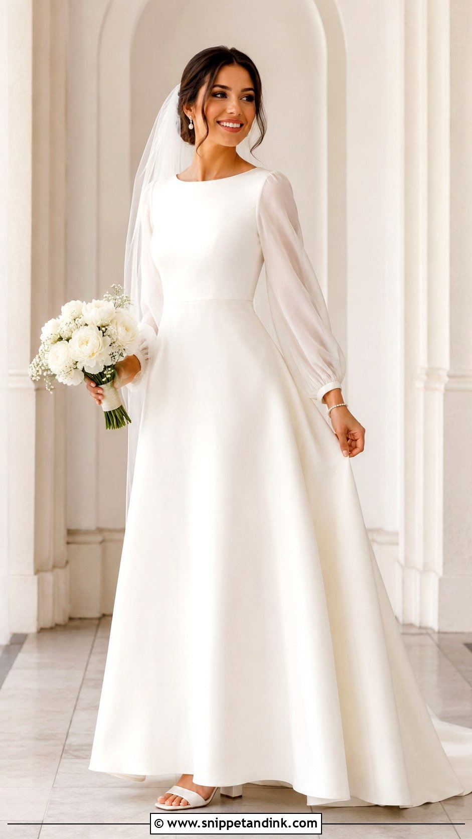 A Line Wedding Dress With Sleeves - Snippet and Ink - 30 Simple Wedding Dress with Sleeves