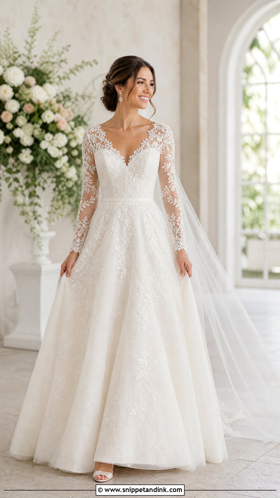 A Line Wedding Dress With Sleeves - Snippet and Ink - 25 Timeless Wedding Dresses with Sleeves