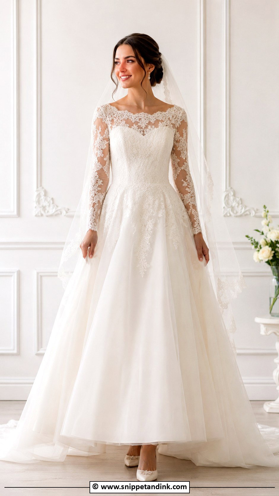 A Line Wedding Dress With Sleeves - Snippet and Ink - 35 Wedding Dress with Sleeves