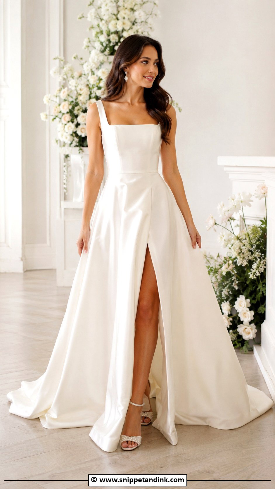 A Line Wedding Dress With Slit - Snippet and Ink - 30 A-Line Wedding Dress Ideas