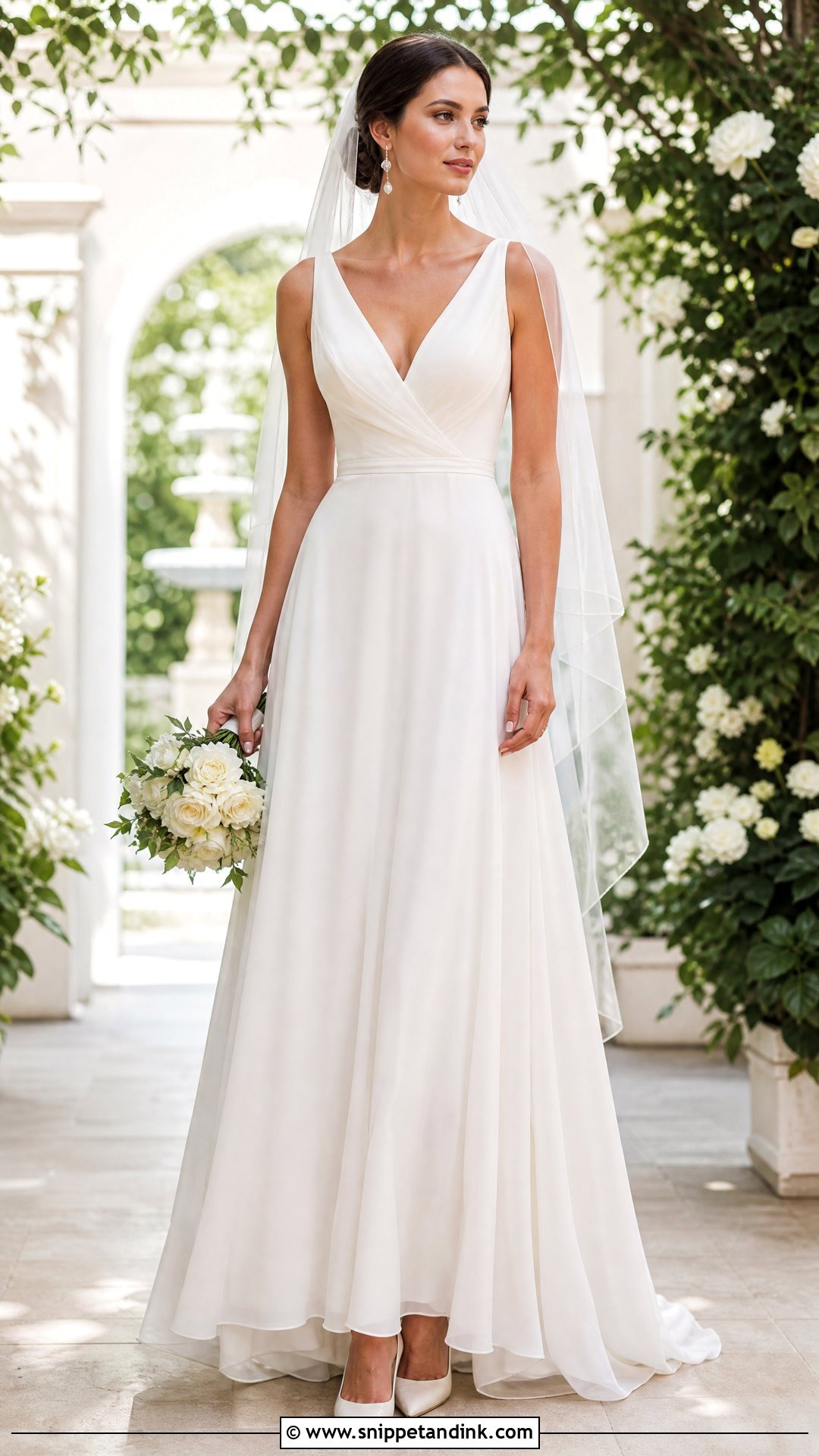 A Line Wedding Dress With V Neck - Snippet and Ink - 20 Wedding Dress for Tall Bride Ideas