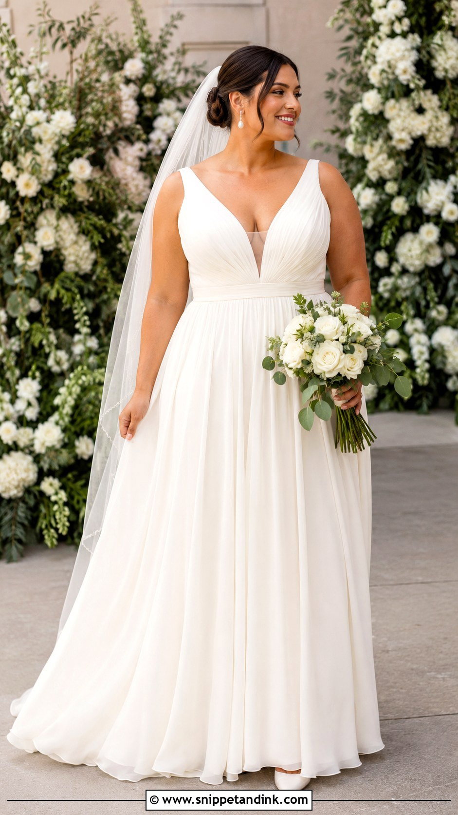 A Line Wedding Dress With V Neckline - Snippet and Ink - 20 Midsize Bride Wedding Dress Ideas