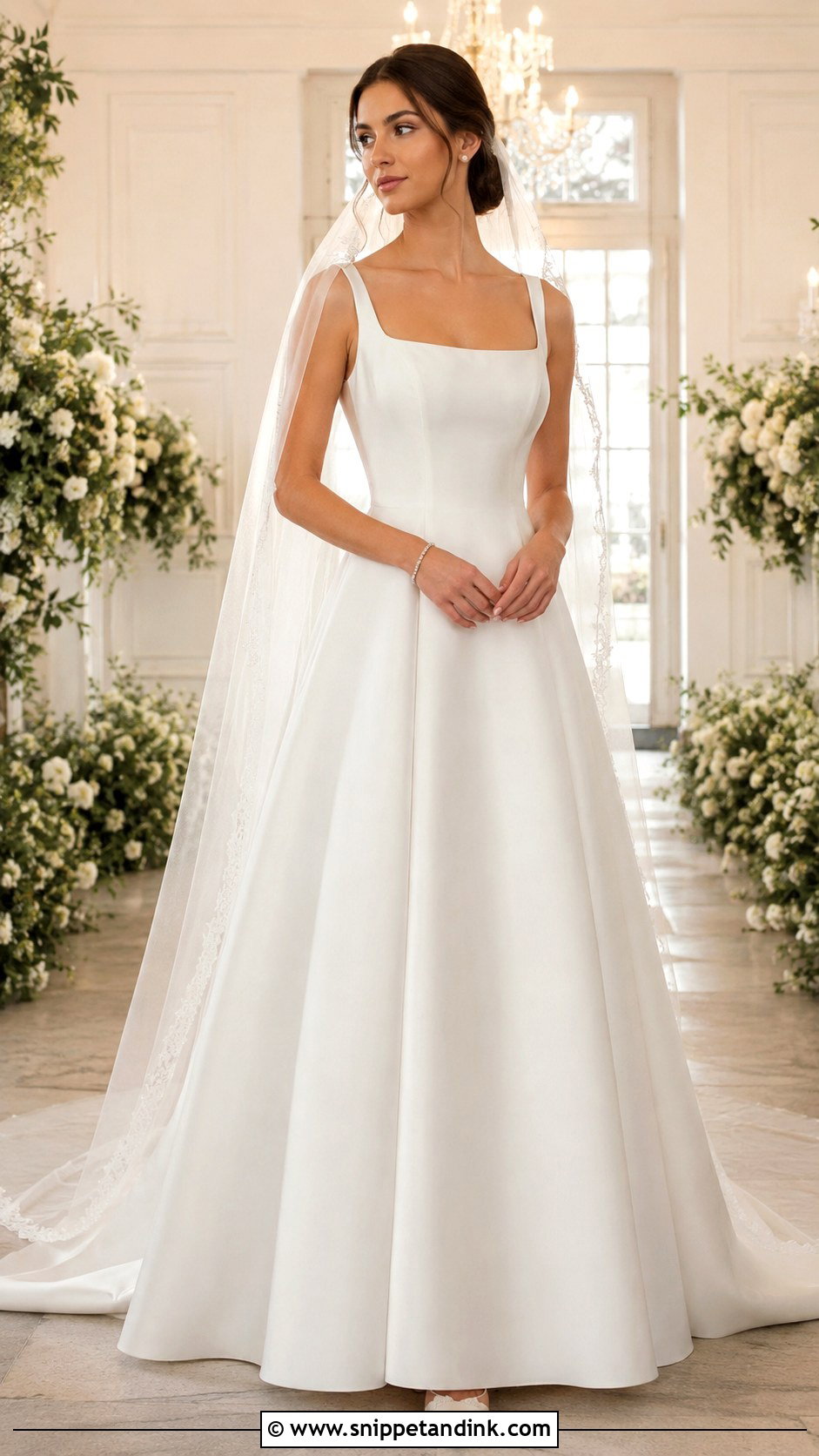 A Line Wedding Dress With Veil - Snippet and Ink - 25 Wedding Dress Style Ideas