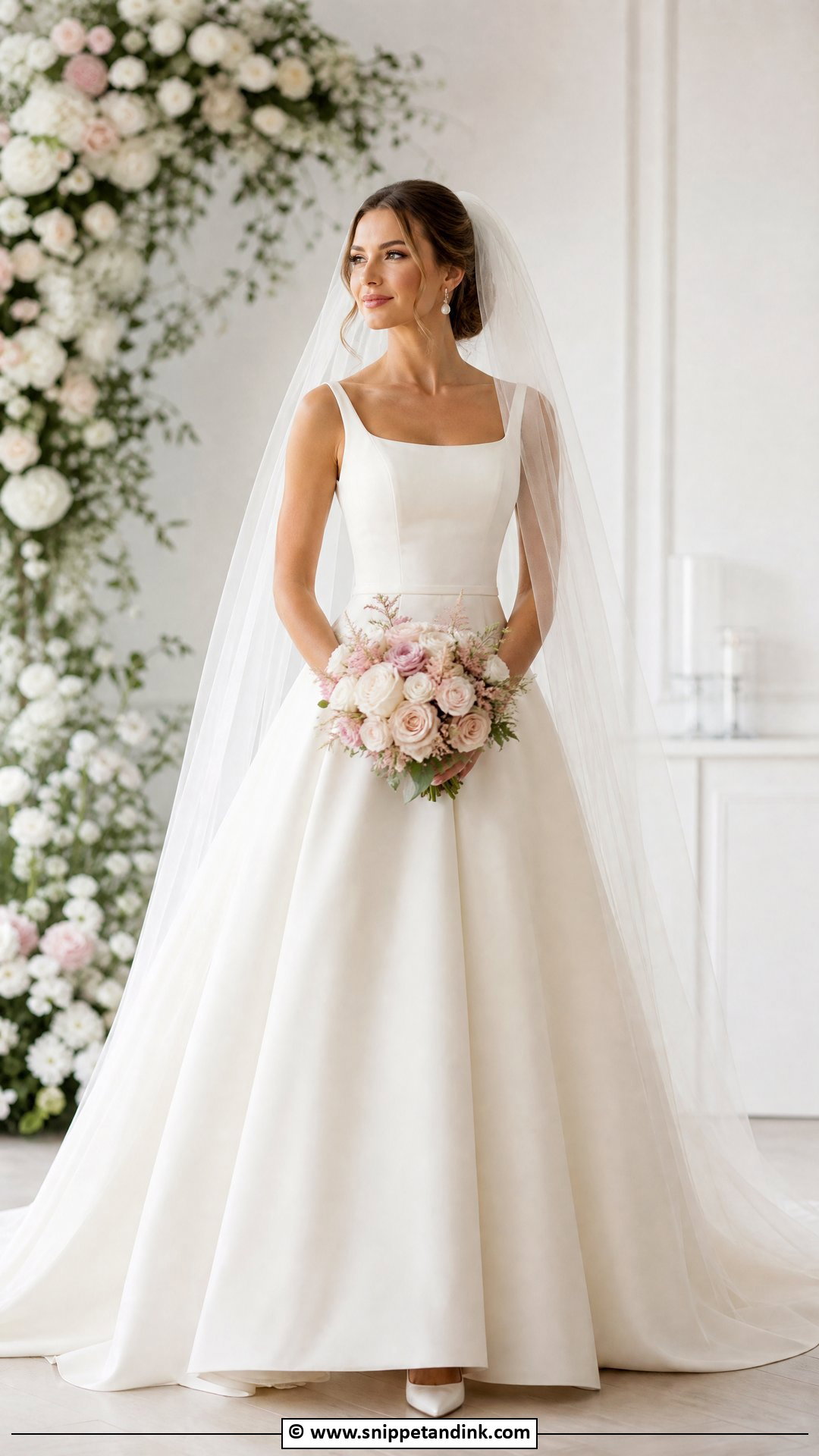 A Line Wedding Dress With Veil - Snippet and Ink - 35 Dreamy Wedding Dress Ideas