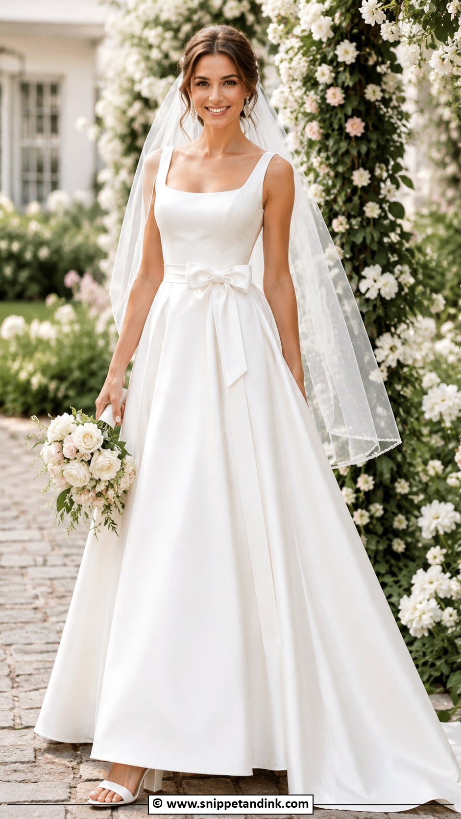 A Line Wedding Dress With Waist Bow - Snippet and Ink - 25 Wedding Dress with Bow Ideas