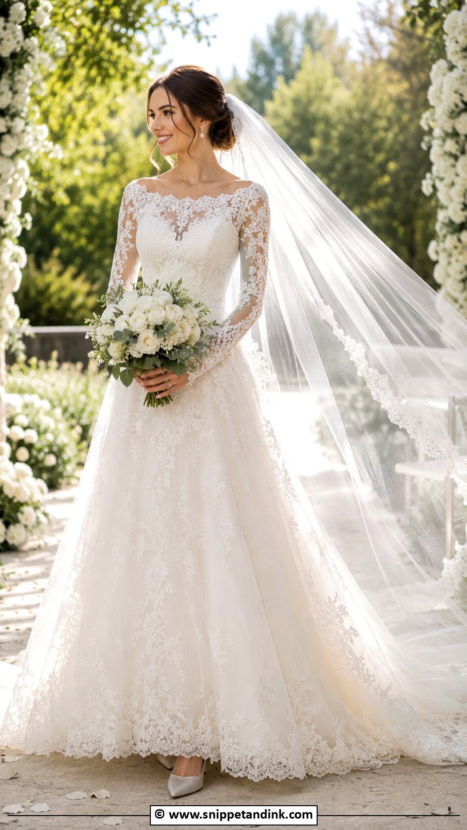 A Line Wedding Gown With Sleeves - Snippet and Ink - 30 Wedding Gowns with Sleeves