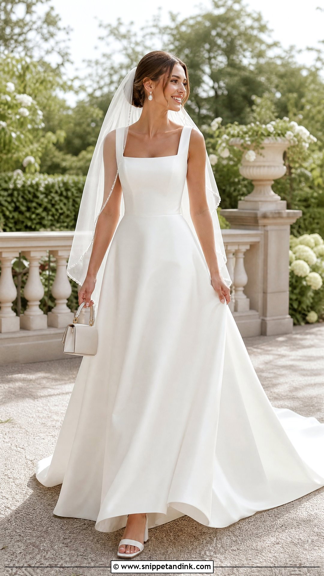 A Line White Duchess Gown - Snippet and Ink - 20 White Duchess Gown Styles