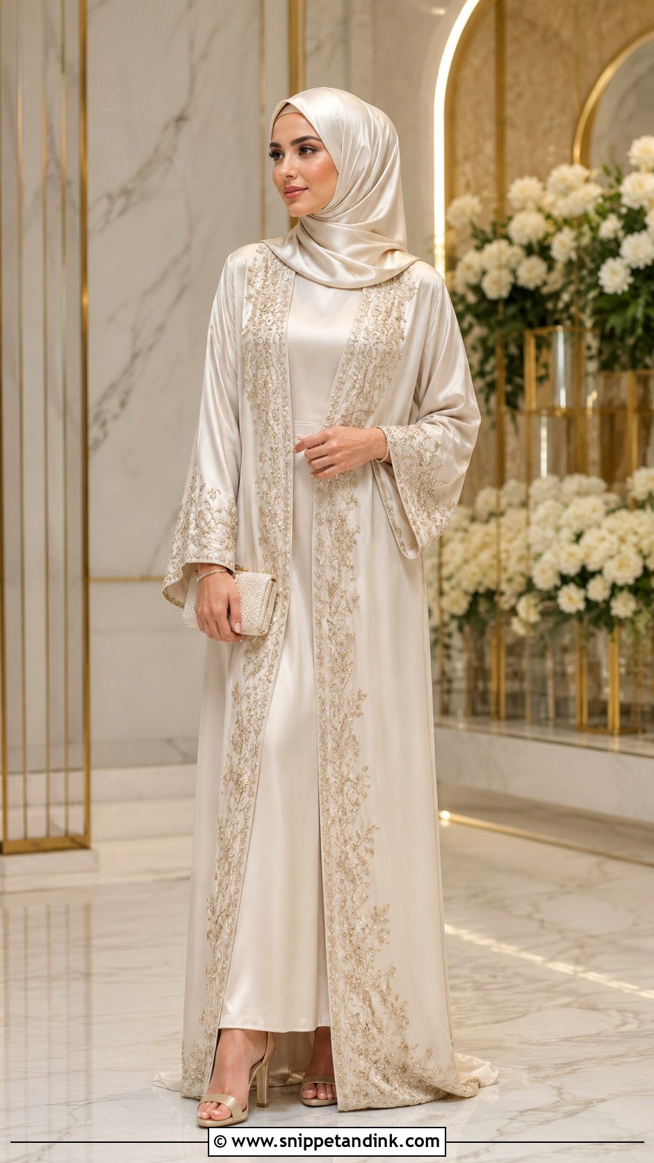 Abaya Dress With Silk Hijab - Snippet and Ink - 30 Hijab Style for Wedding Ideas