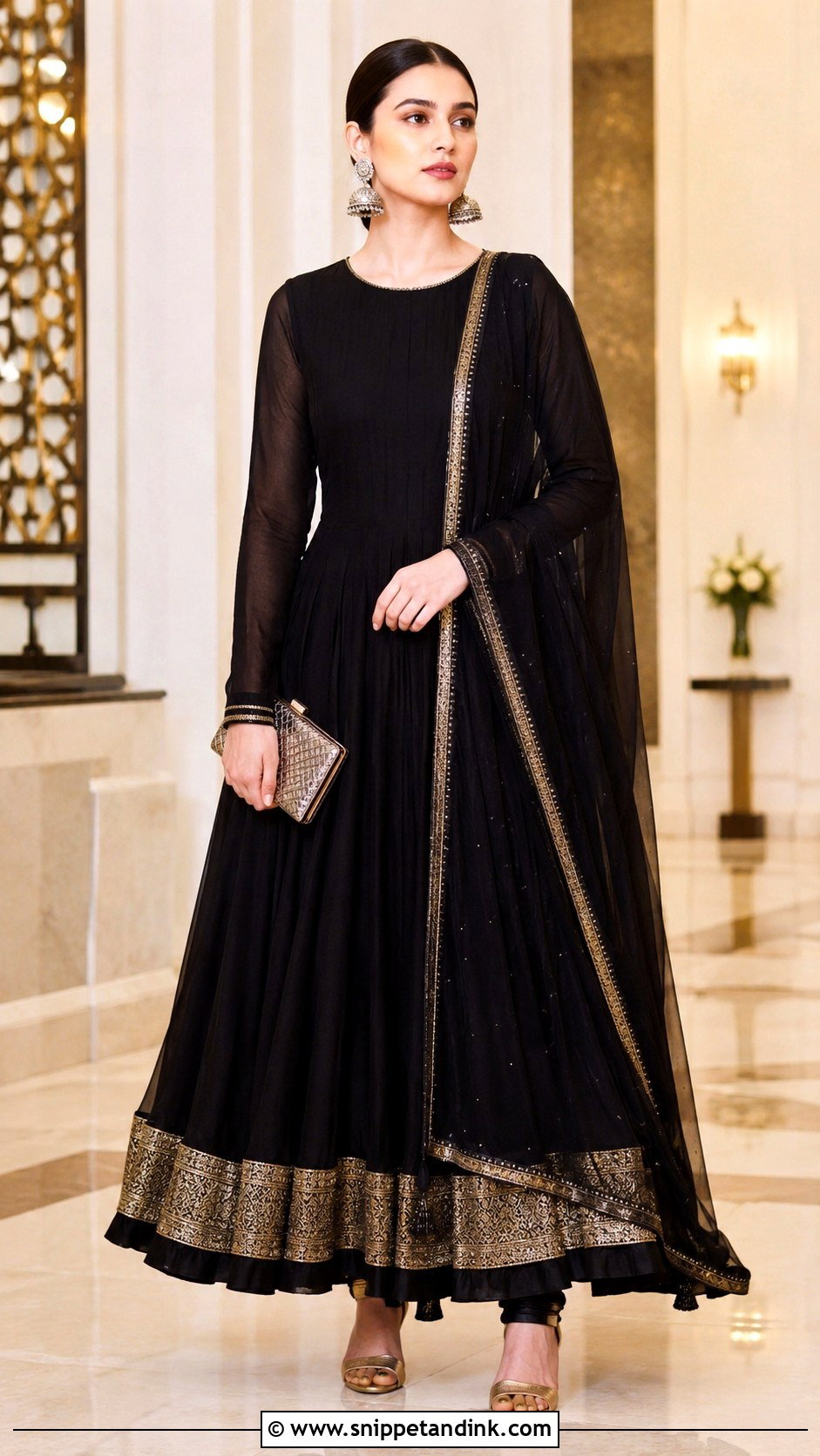 Aditi Rao Hydari Black Anarkali - Snippet and Ink - 20 Aditi Rao Hydari Wedding Outfit Ideas