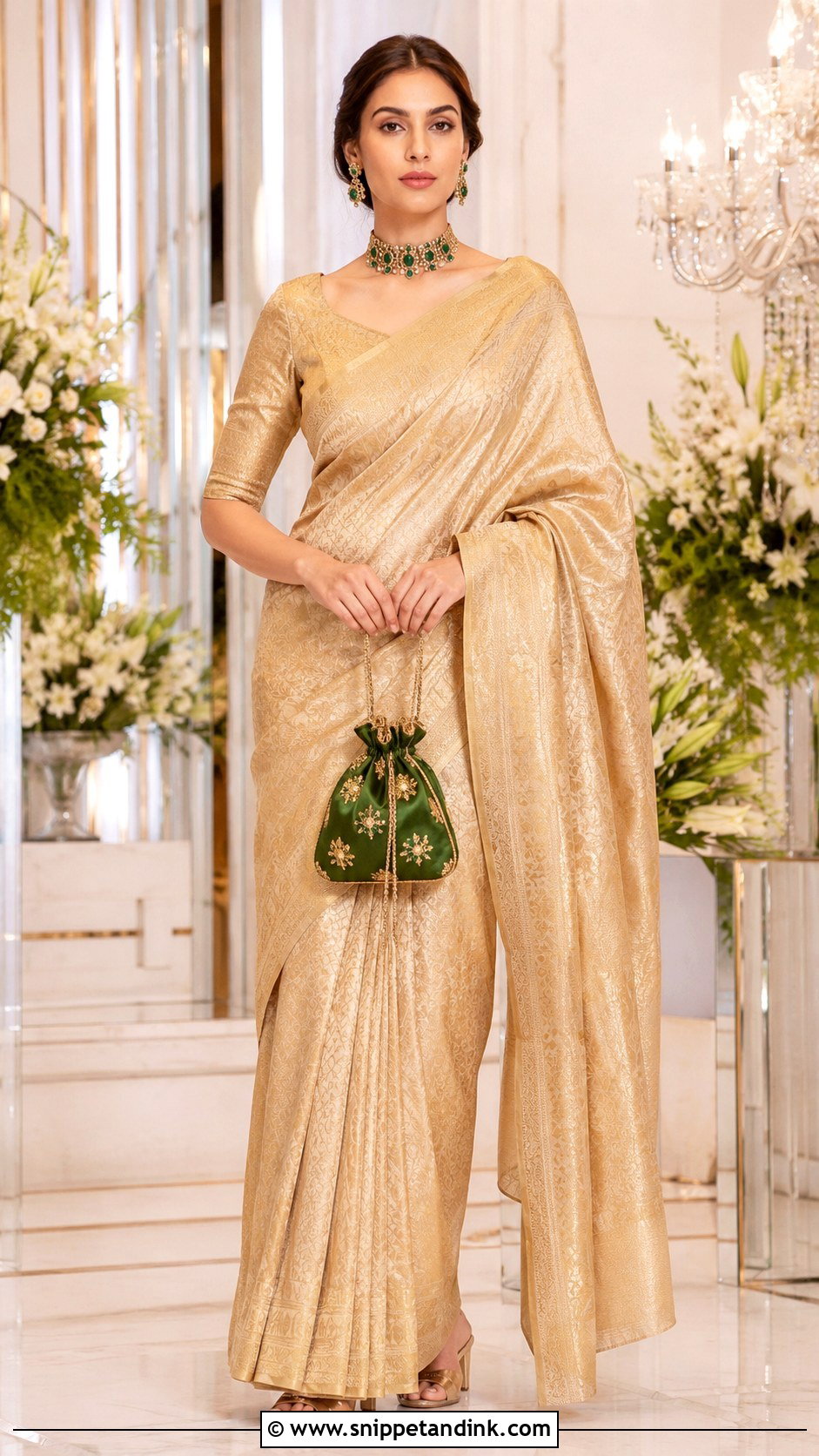 Aditi Rao Hydari Gold Silk Saree - Snippet and Ink - 20 Aditi Rao Hydari Wedding Outfit Ideas