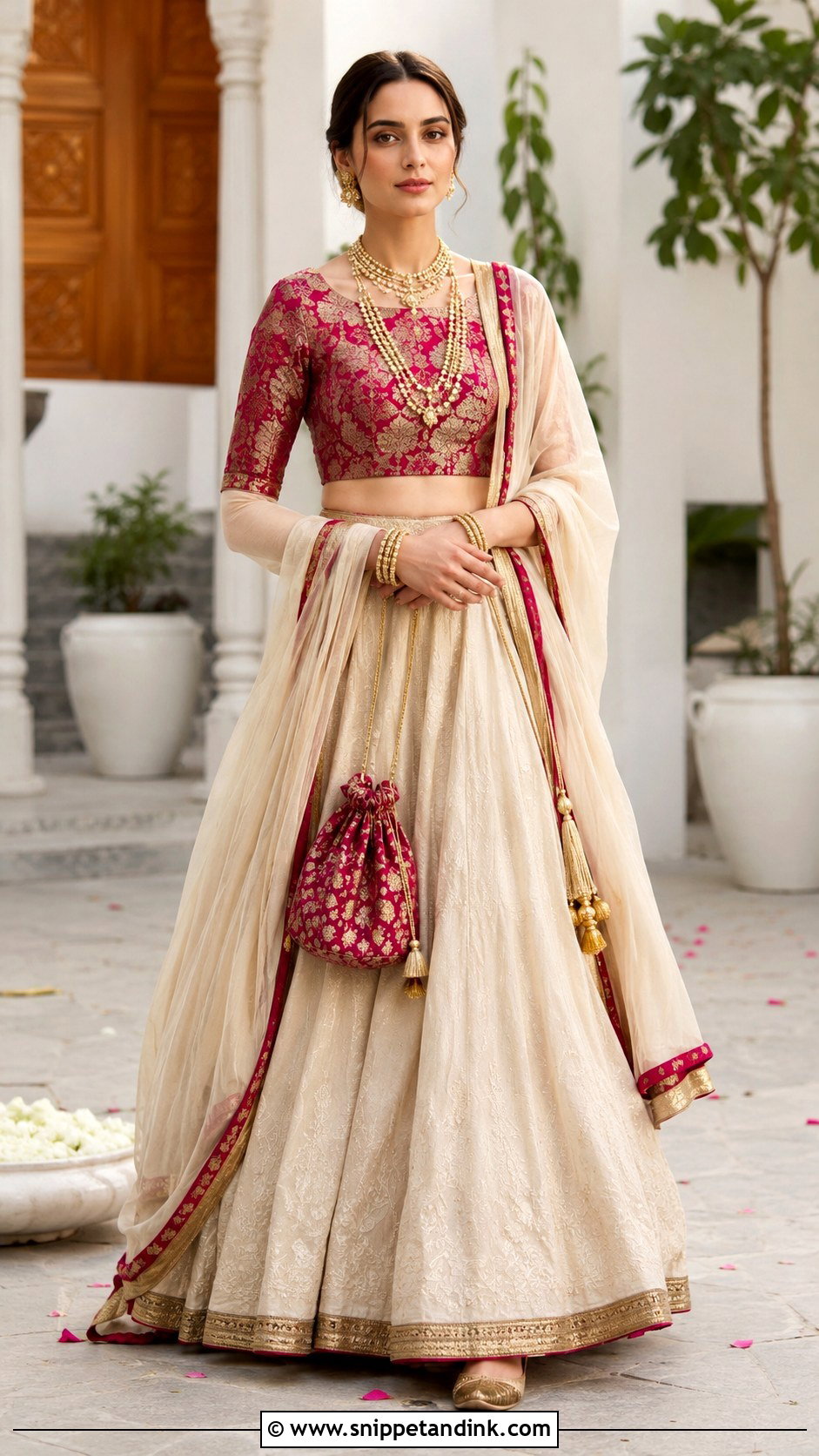 Aditi Rao Hydari Ivory And Magenta Lehenga - Snippet and Ink - 20 Aditi Rao Hydari Wedding Outfit Ideas