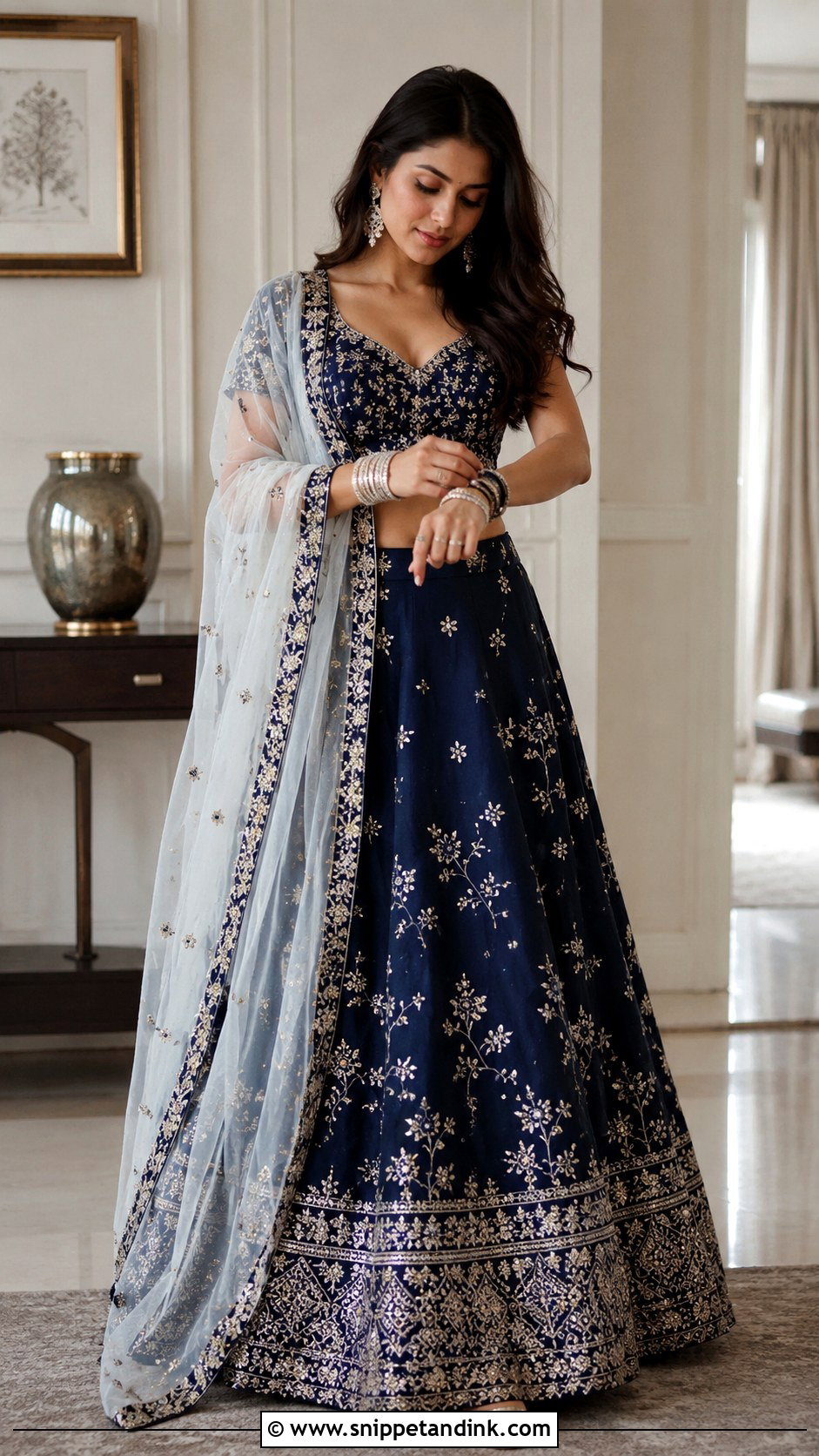 Adjusting Bangles Lengha Pose - Snippet and Ink - 20 Lengha Pose Ideas