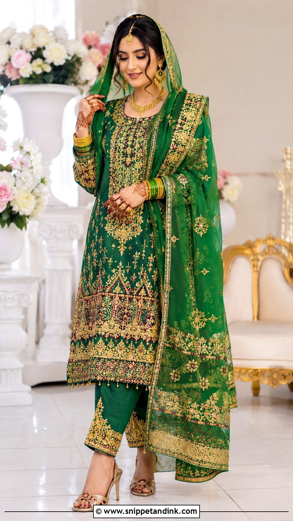 Afghan Green Wedding Dress - Snippet and Ink - 30 Traditional Wedding Dresses