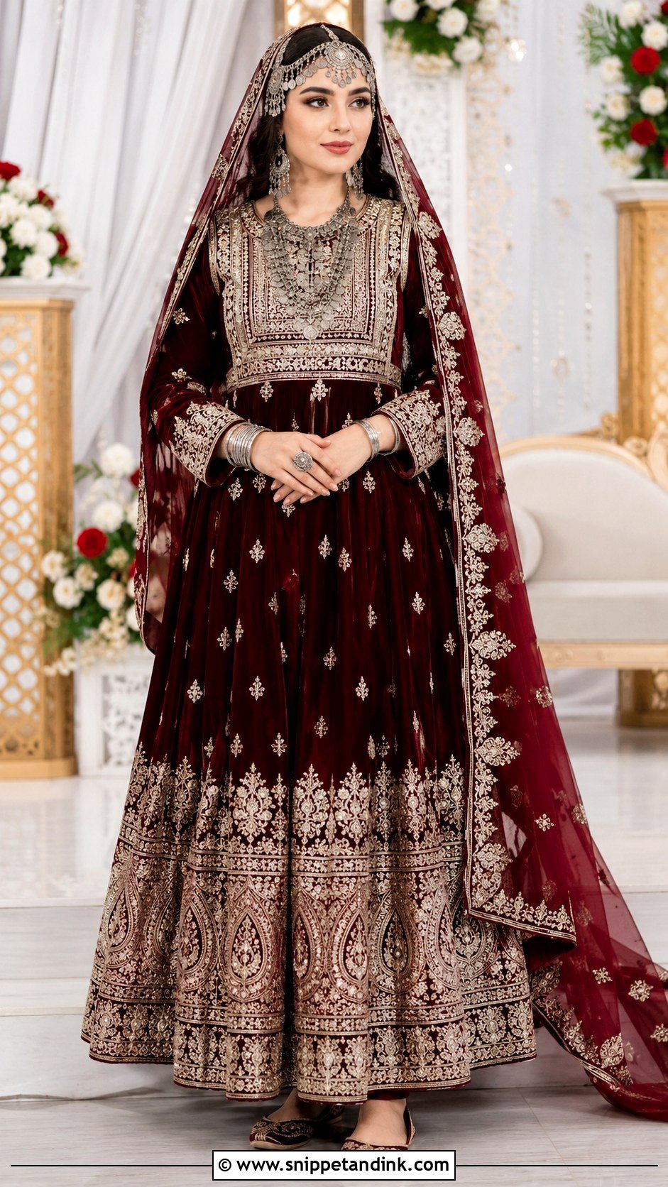 Afghan Wedding Dress With Coin Headpiece - Snippet and Ink - 20 Afghan Wedding Dresses
