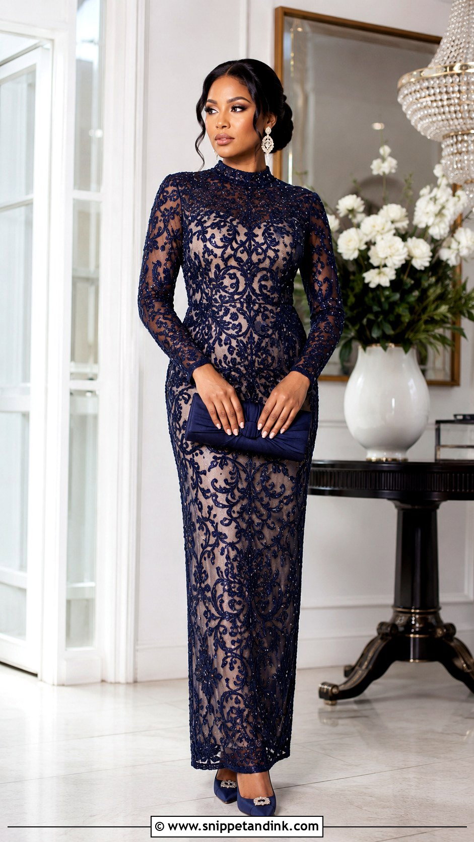 African Lace Column Gown for Weddings - Snippet and Ink - 20 African Dress Designs for Weddings