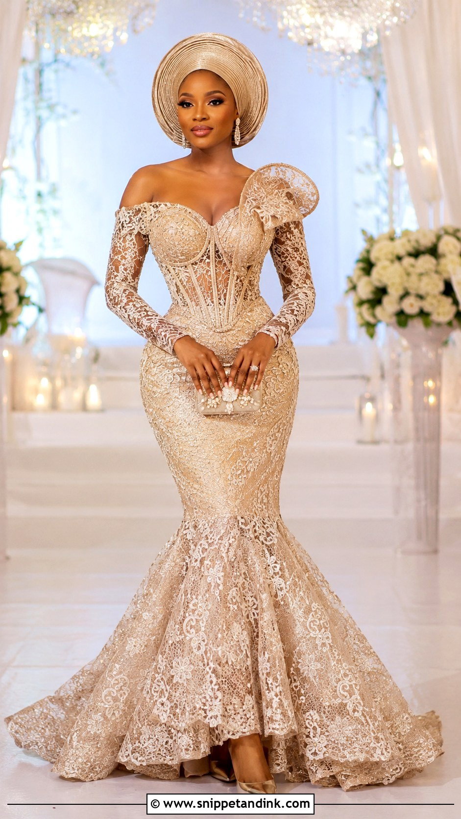 African Lace Mermaid Bridal Outfit - Snippet and Ink - 20 African Bridal Ideas