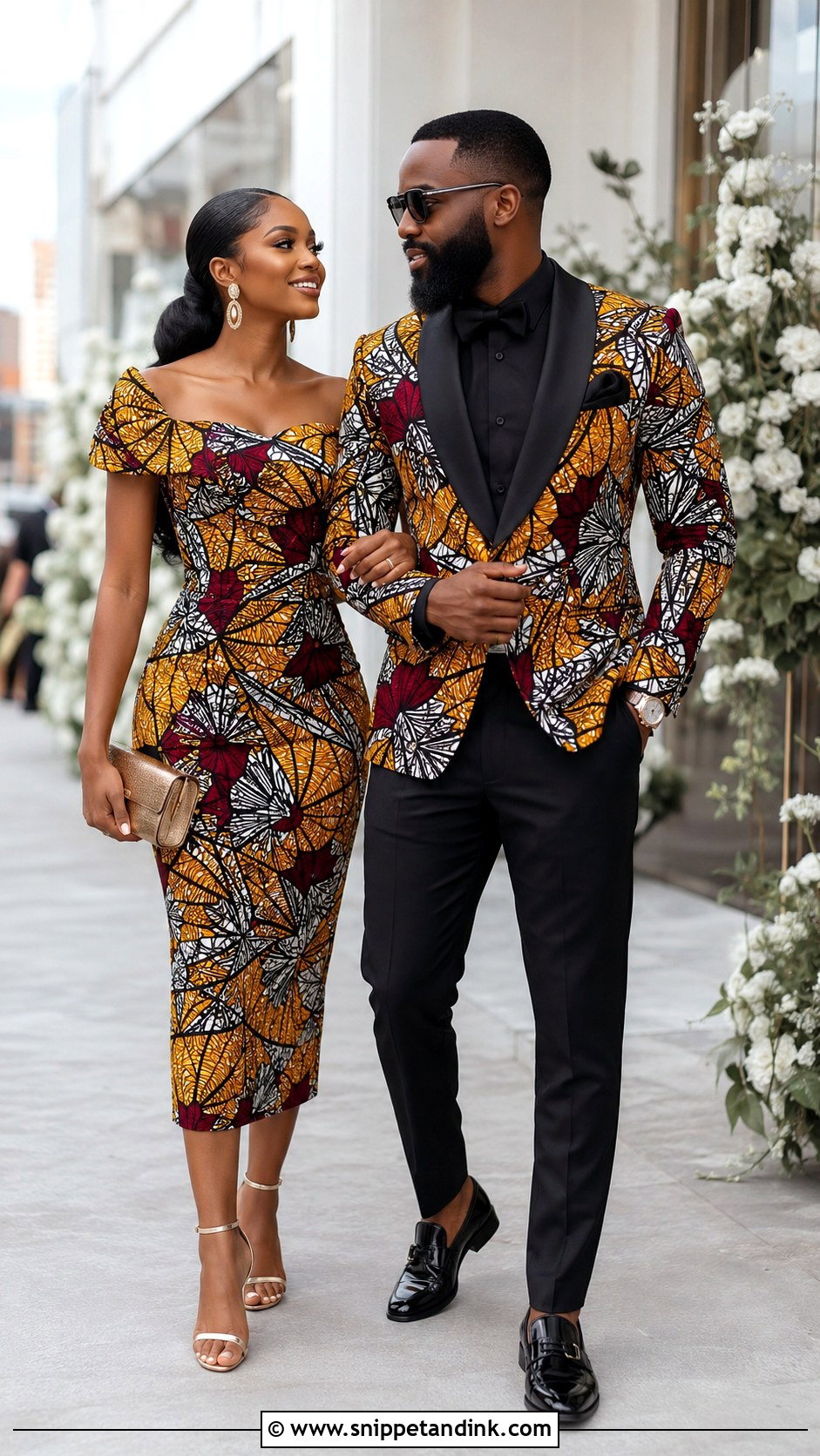 African Print Suit And Dress Couple Wedding Outfit - Snippet and Ink - 25 Matching African Couple Outfits Wedding