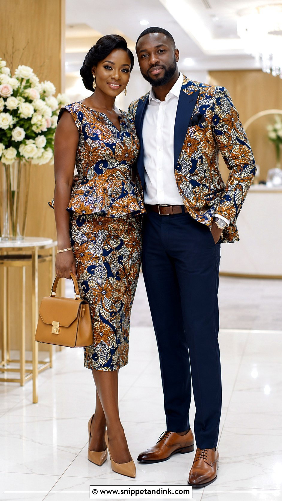 African Print Suit And Peplum Dress Outfit - Snippet and Ink - 20 African Traditional Wear for Couples Ideas