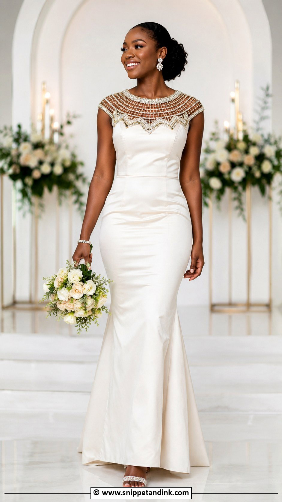 African Wedding Dress With Beaded Neckline - Snippet and Ink - 30 African Wedding Dress Ideas