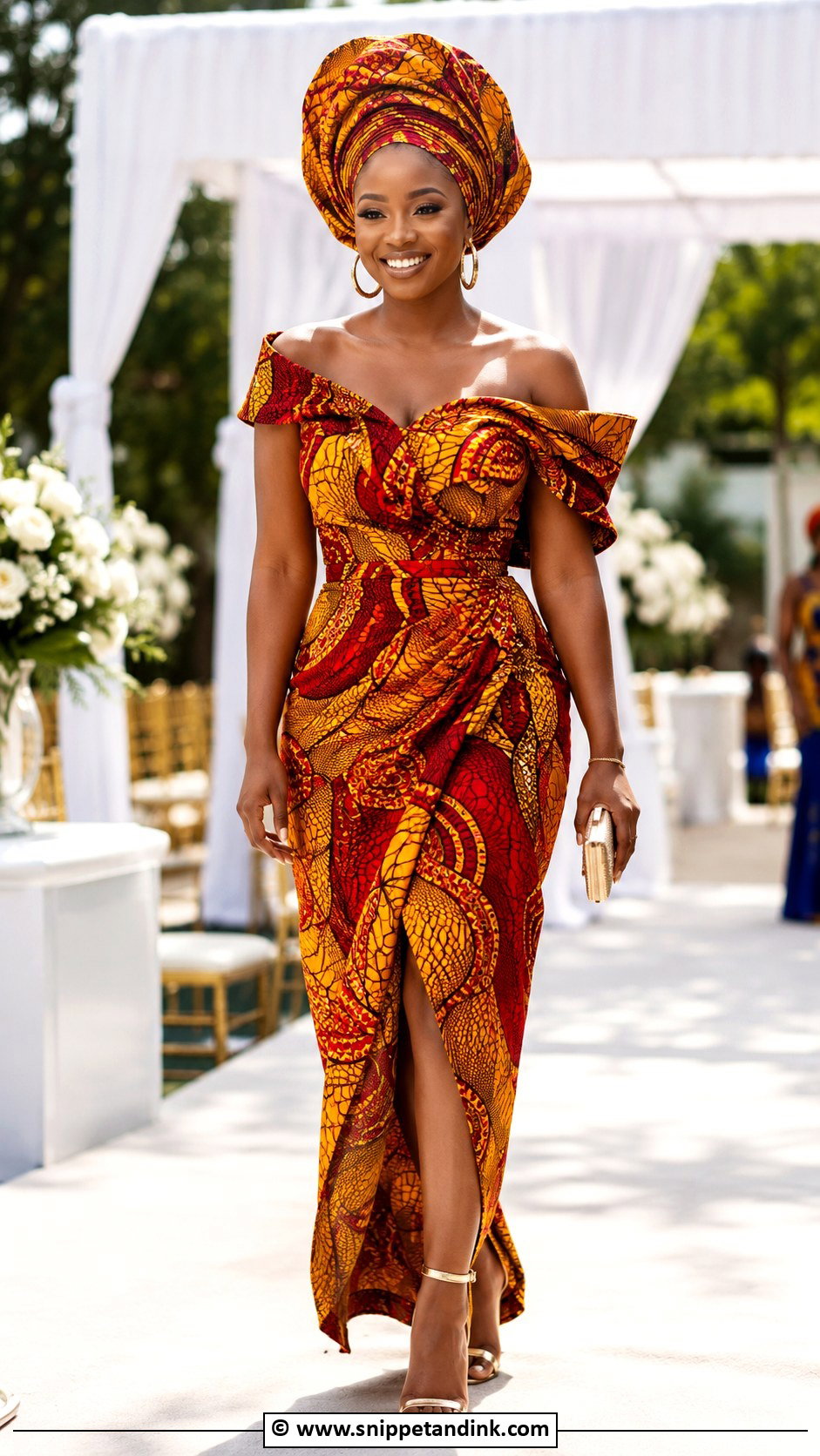 African Wedding Dress With Headwrap - Snippet and Ink - 30 African Wedding Dress Ideas