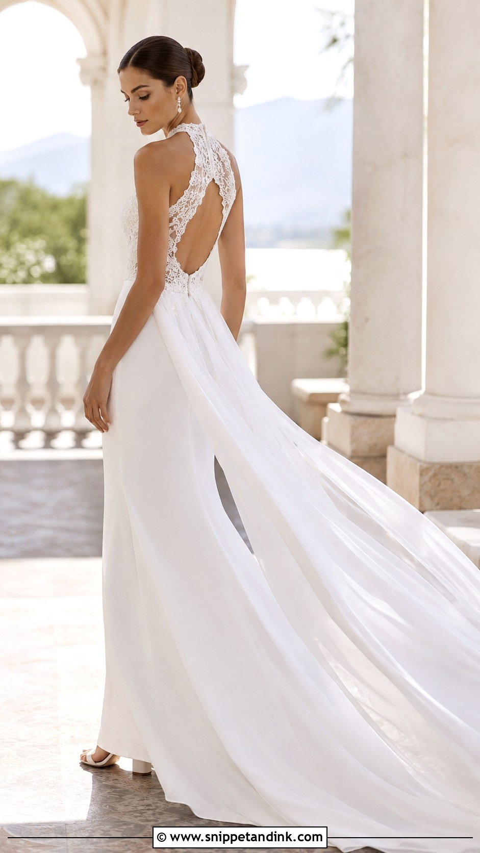 Aire Barcelona Halter Wedding Dress With Detachable Train - Snippet and Ink - 20 Aire Barcelona Wedding Dress Ideas