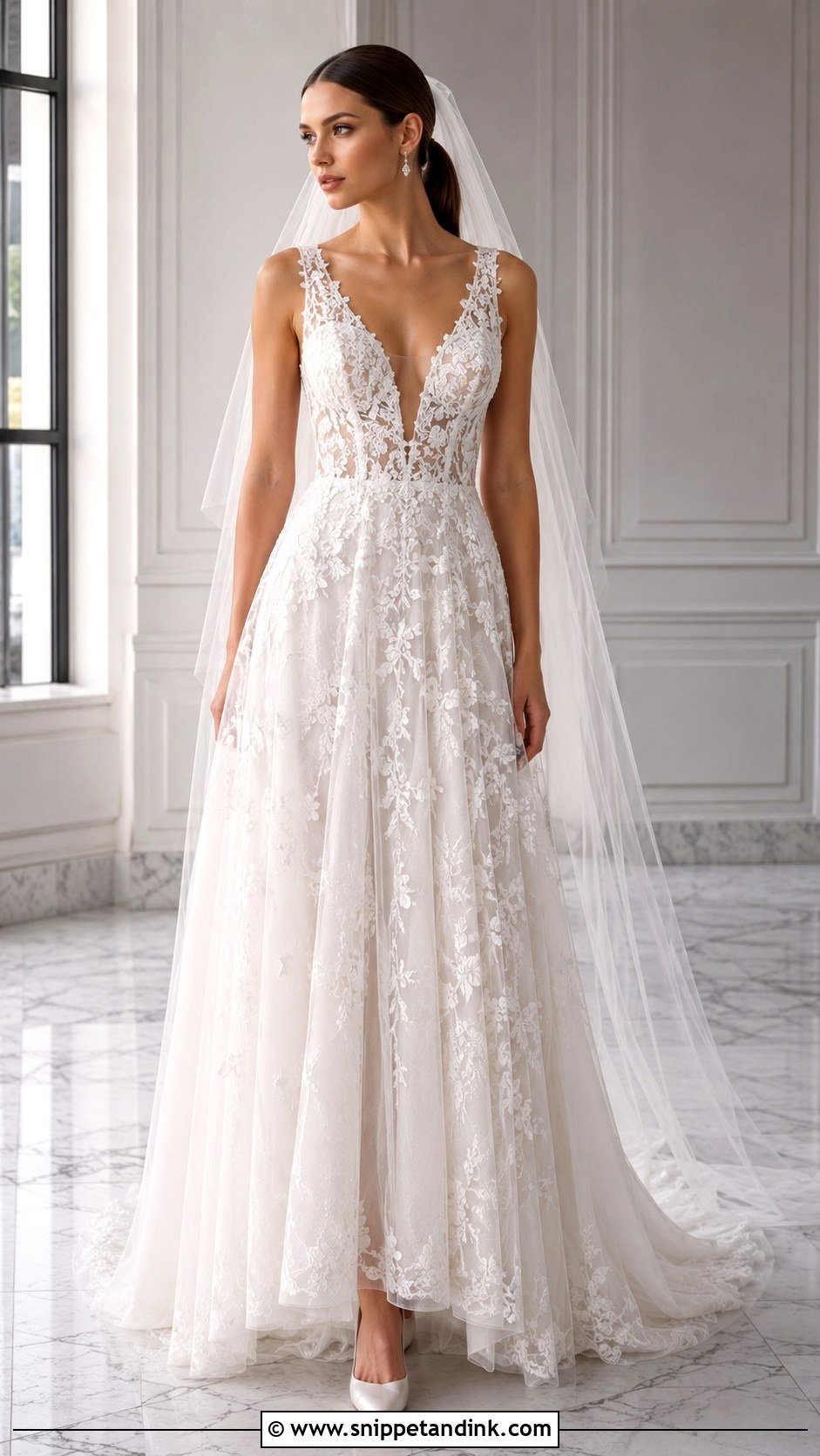 Aire Barcelona Plunging V Neck Wedding Dress - Snippet and Ink - 20 Aire Barcelona Wedding Dress Ideas