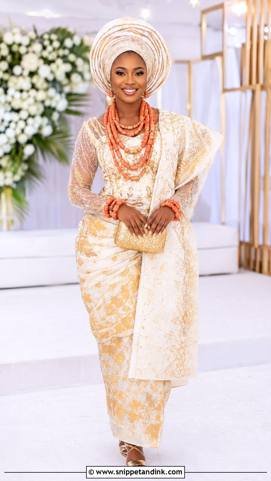 Akwa Ibom Bride Coral Bead Outfit - Snippet and Ink - 25 Akwa Ibom Traditional Wedding Attire Ideas