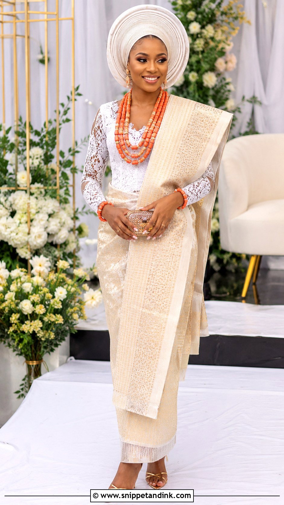 Akwa Ibom Bride Double Wrapper Attire - Snippet and Ink - 25 Akwa Ibom Traditional Wedding Attire Ideas