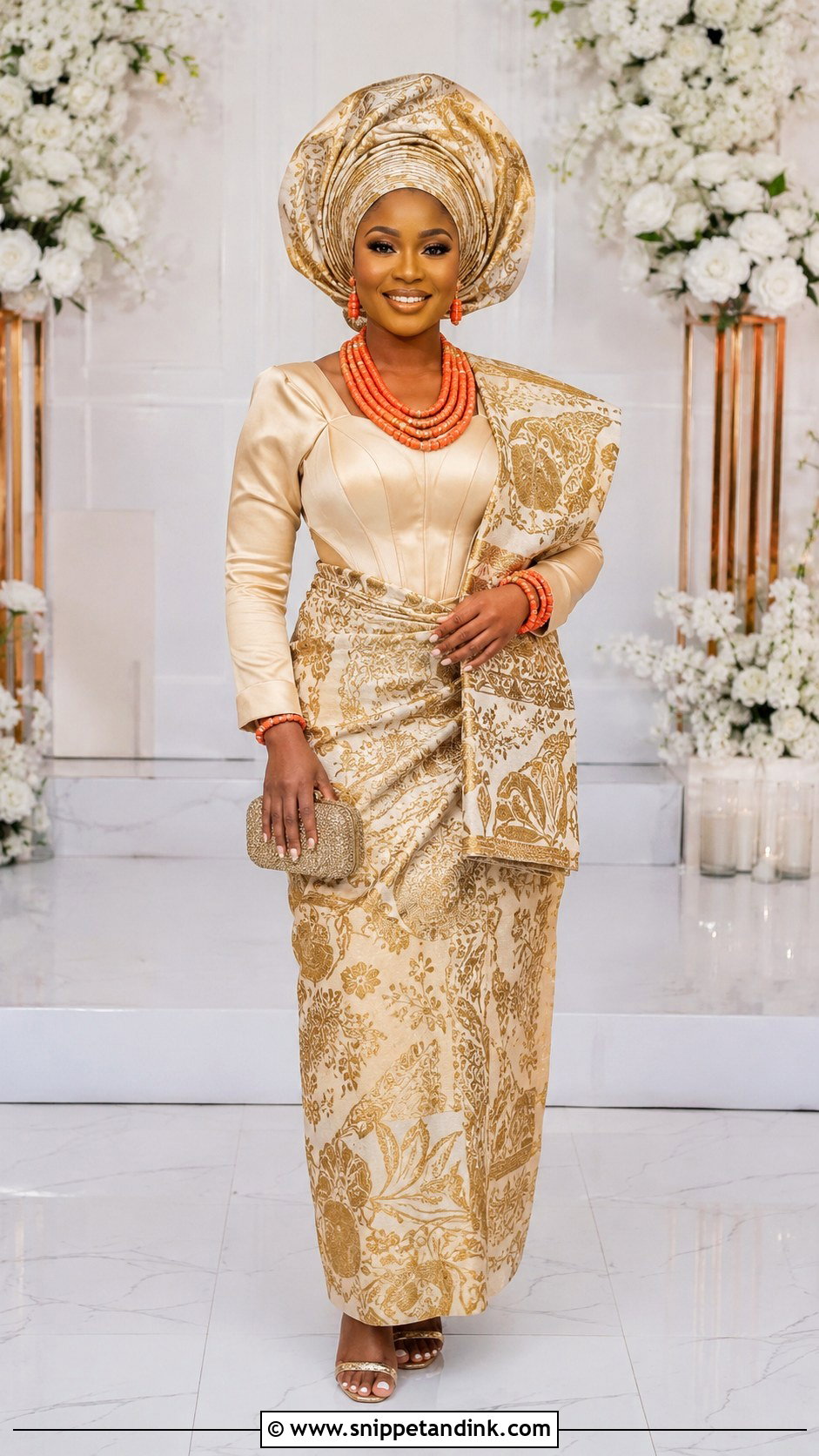 Akwa Ibom Bride George Wrapper Outfit - Snippet and Ink - 25 Akwa Ibom Traditional Wedding Attire Ideas