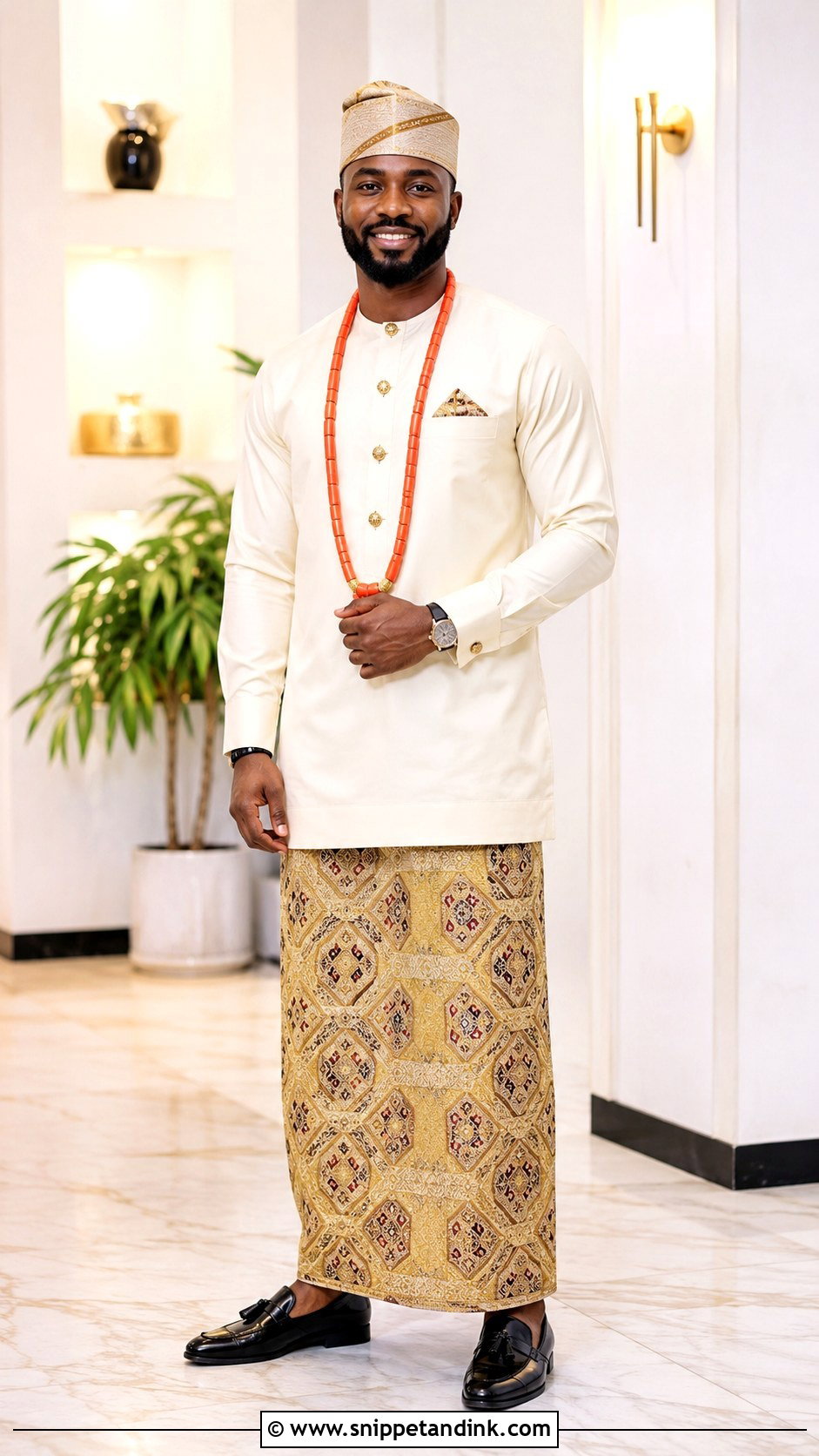 Akwa Ibom Groom Etibo And Wrapper - Snippet and Ink - 25 Akwa Ibom Traditional Wedding Attire Ideas