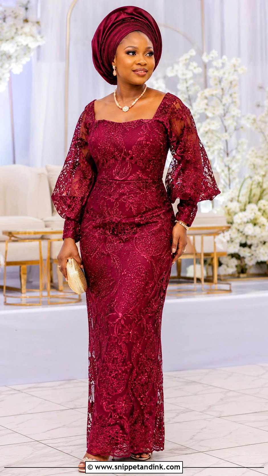 Akwa Ibom Wedding Guest Lace Dress - Snippet and Ink - 25 Akwa Ibom Traditional Wedding Attire Ideas